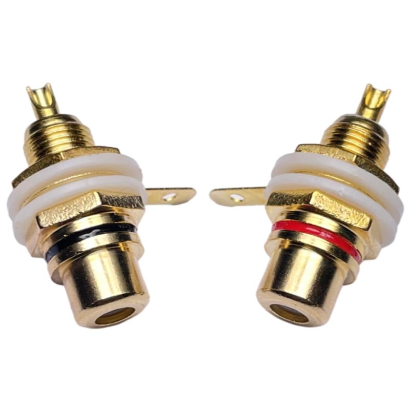 Cess RCA Socket Chassis Panel Mount, 10 Pack, Gold Plated, 29 x 23 x 15mm - Image 2